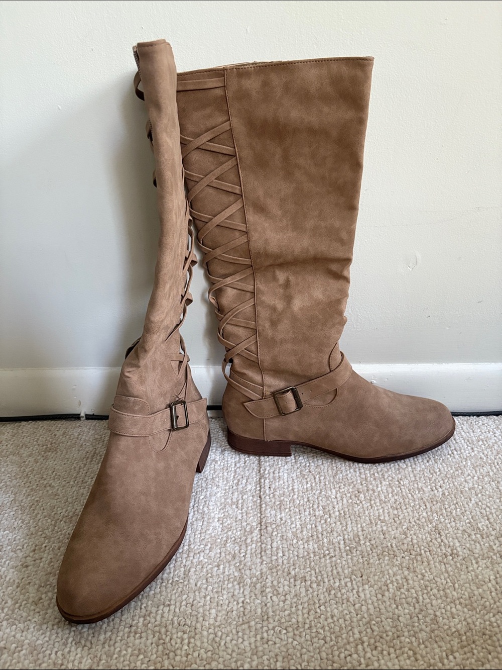 JustFab Beige Zippered Boots